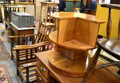 Lot 1172 - A Deco style circular bookcase, a brass topped folding occasional table, a pair of gilt metal...