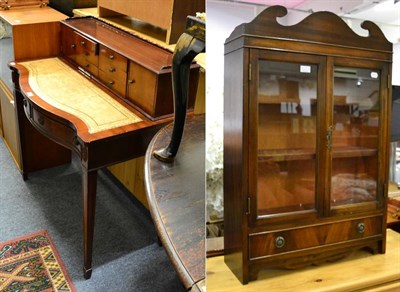 Lot 1213 - A reproduction desk and a small display cabinet