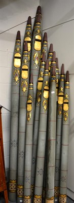 Lot 1222 - Fifteen painted organ pipes