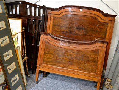 Lot 1223 - A late Victorian mahogany and satinwood banded bedstead and a further three examples (irons...