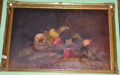 Lot 1242 - Framed still life, oil on canvas, signed Ethel Budd, 1907