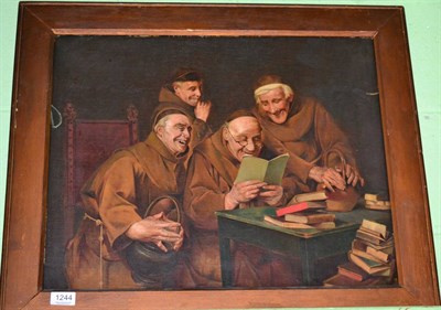 Lot 1244 - Monks reading, oil on canvas