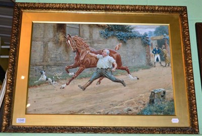 Lot 1245 - G Smetham-Jones (19th century) 'Trying his Wind' watercolour, signed and dated 1899