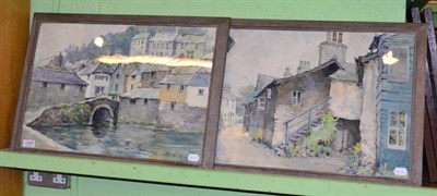 Lot 1247 - A pair of watercolours depicting cottage and building scenes, signed Harold Hill, one dated 1938