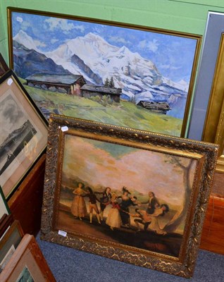 Lot 1249 - A group of 19th century prints and a watercolour by G L Robinson of an alpine scene dated 1948...