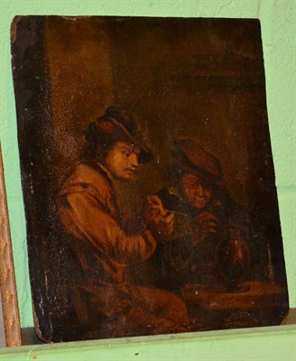 Lot 1254 - Follower of Teniers, figures smoking, unframed