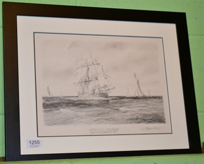 Lot 1255 - Steven Dews (b.1949) ";HMS Jhud, Last Warship to be built at Deptford";  signed and inscribed,...