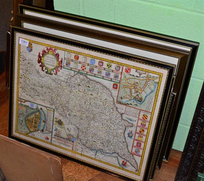 Lot 1261 - A map of the North and East Ridings of Yorkshire by John Speede and four other maps