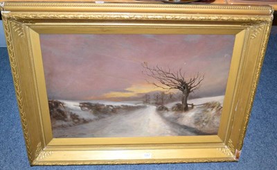 Lot 1267 - Tom Yarwood, tree in a winter landscape, oil on canvas, signed and dated 1900, in a gilt frame