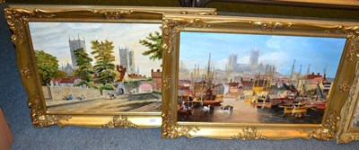 Lot 1273 - Herbert Turner, The Brayford Pool, signed and dated 1985, together with a Lincoln Minster, view...