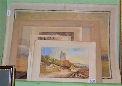 Lot 1285 - A group of unframed watercolours including a number signed Benj; Ferrey of Lyme Regis; Lynton;...