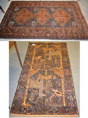 Lot 1315 - Afghan Balouch Rug, Afghan/Pakistan Frontier, the field of semi-naturalistic animals enclosed...