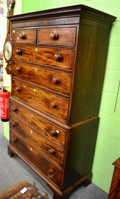 Lot 1326 - A George III mahogany chest on chest