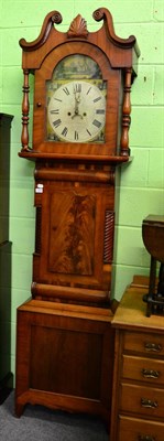 Lot 1333 - A 19th century mahogany eight day longcase clock, the painted arched dial indistinctly...