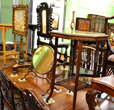 Lot 1359 - An inlaid mahogany octagonal occasional table, another larger example and a 19th century toilet...