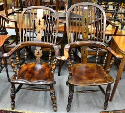 Lot 1363 - Two elm Windsor armchairs