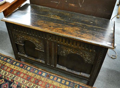 Lot 1374 - A 19th century two panel carved oak coffer