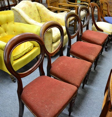 Lot 1387 - A set of four Victorian balloon back dining chairs