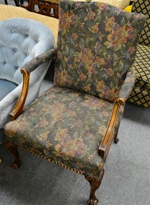 Lot 1396 - An early 20th century Gainsborough style chair on ball and claw feet