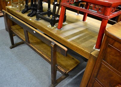 Lot 1426 - Modern oak kitchen table and two small benches