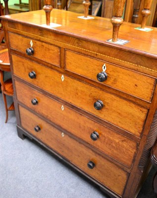 Lot 1438 - An oak and mahogany 19th century chest of drawers