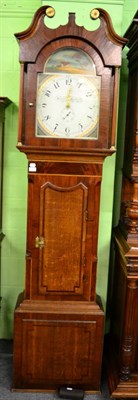 Lot 1457 - An early 19th century mahogany and oak thirty hour longcase clock, with painted arch dial...