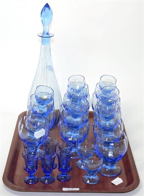 Lot 24 - Suite of blue glassware