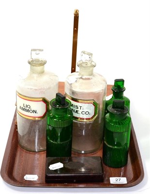 Lot 27 - Pharmacy scales and five pharmacy jars