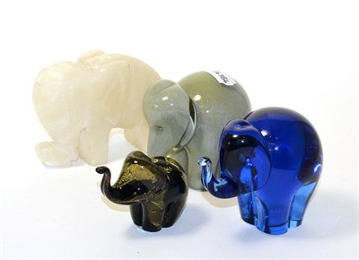 Lot 29 - Two Wedgwood glass elephant paperweights and two others (4)