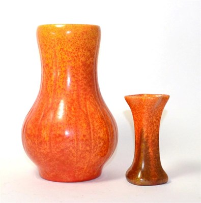 Lot 52 - Royal Lancastrian orange vase and similar twist vase