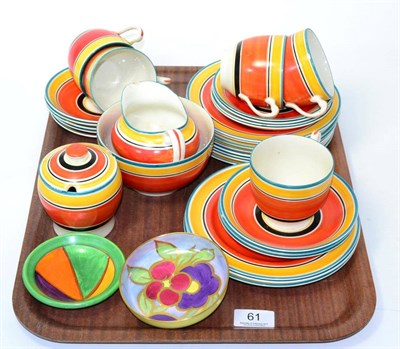 Lot 61 - Susie Cooper for Grays Pottery banded part tea set, a Clarice Cliff dish and one other