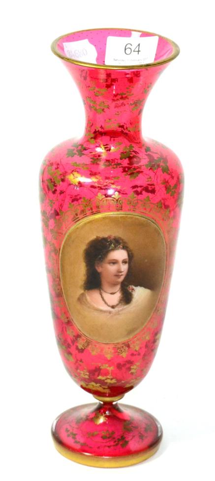 Lot 64 - Bohemian ruby glass vase