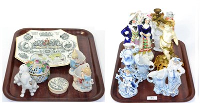 Lot 71 - Two trays of collectable ceramics including toothpaste lid, figure groups and vases, Victoria...