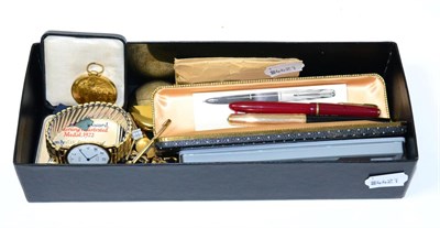 Lot 72 - A 9ct gold cased Rotary gents wristwatch, a plated pocket watch, a Parker 61, a Parker ";Slimfold"
