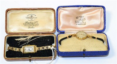 Lot 73 - An 18ct gold cased watch on gilt strap and another watch (2)
