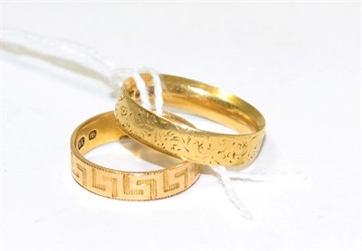 Lot 86 - Two 18ct gold band rings