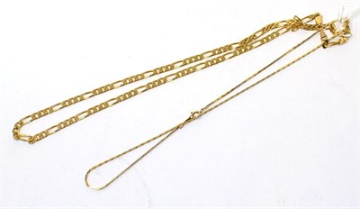 Lot 116 - A 9ct gold figaro link chain and a 9ct gold herringbone link chain