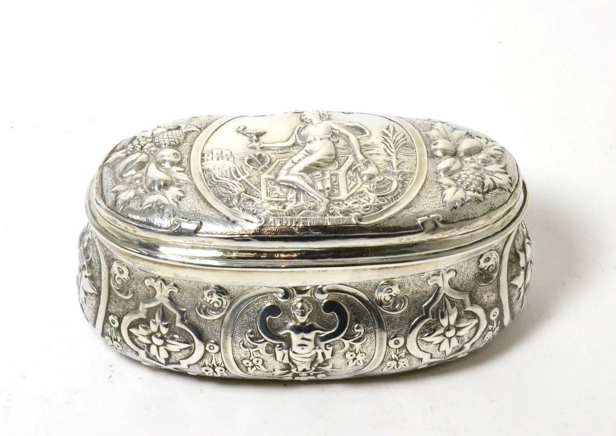 Lot 143 - A silver oval casket