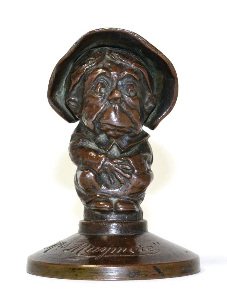 Lot 145 - A May and Padmore Ltd. Birmingham bronze 'Mrs Maymore' hood ornament/paperweight Christmas 1925