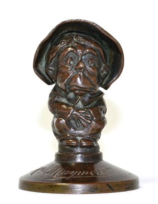 Lot 145 - A May and Padmore Ltd. Birmingham bronze 'Mrs Maymore' hood ornament/paperweight Christmas 1925