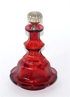Lot 149 - A silver mounted ruby glass scent bottle