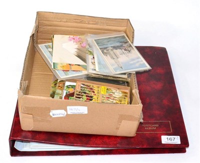 Lot 167 - One box and one album of miscellaneous postcards
