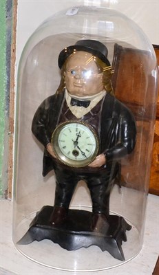 Lot 182 - A reproduction figural novelty rocking eye timepiece, beneath a glass dome