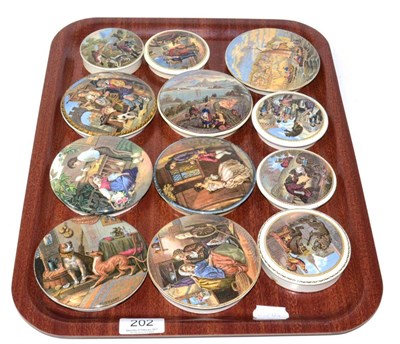 Lot 202 - Twelve various Prattware pot lids