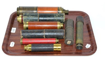 Lot 209 - A group of two, three and four draw telescopes including 2 examples by Dollond, London (8)