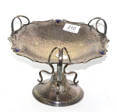 Lot 210 - An Arts and Crafts silver plated and enamel cake stand