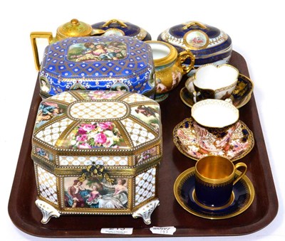 Lot 213 - Small group of painted and gilt highlighted porcelain including Royal Crown Derby, Austrian and...