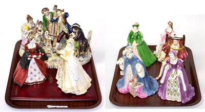 Lot 215 - A group of seven Wedgwood figures Henry VIII and his six wives, together with a Capodimonte...