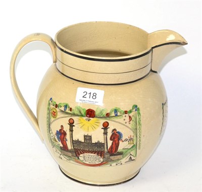 Lot 218 - A Dixon, Austin & Co Sunderland pottery large jug, circa 1820, printed with a west view of the cast