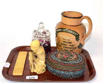 Lot 228 - A Doulton Lambeth ";General Gordon"; jug, Indian metal and paste set box and cover, a Meiji...